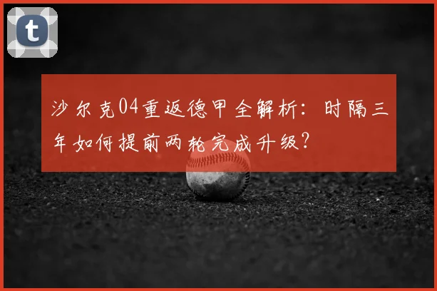 沙尔克04重返德甲全解析：时隔三年如何提前两轮完成升级？